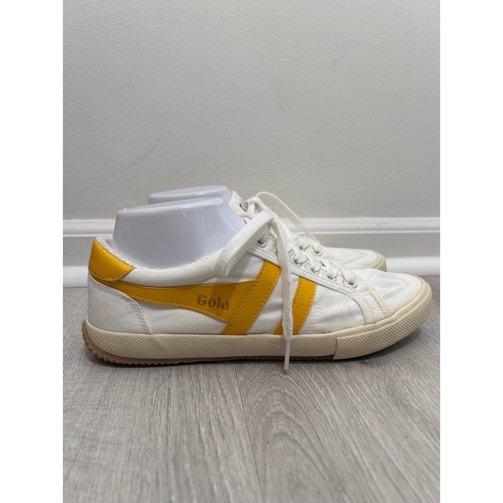 Gola Stratus Women 8 Off-White Yellow Canvas Low Top Sneakers CLB620 Heritage - Picture 4 of 7